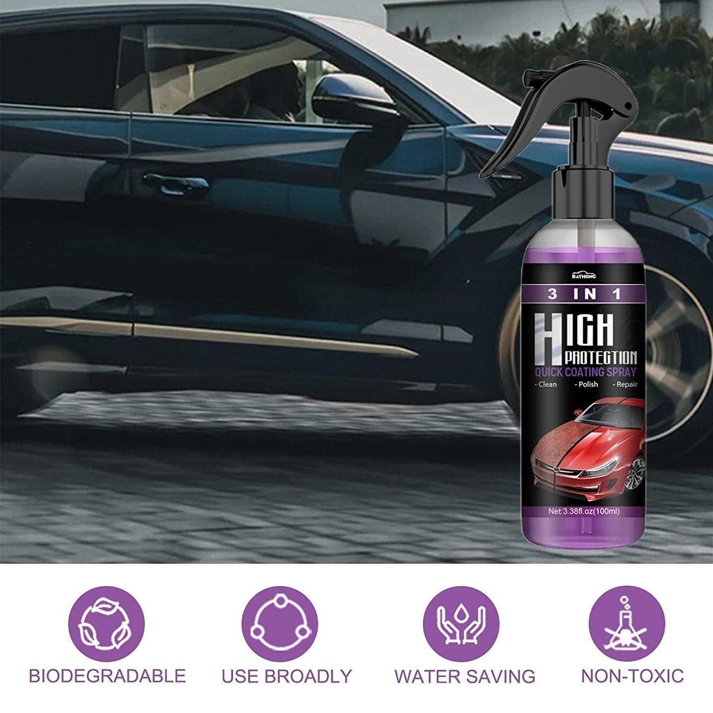 Hydrophobic Nano Coating Car Polish Spray (Pack of 2)