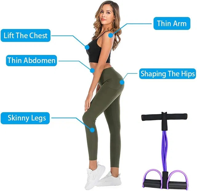 4-Tube Pedal Pull Resistance Band for Full Body Workout