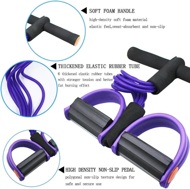 4-Tube Pedal Pull Resistance Band for Full Body Workout